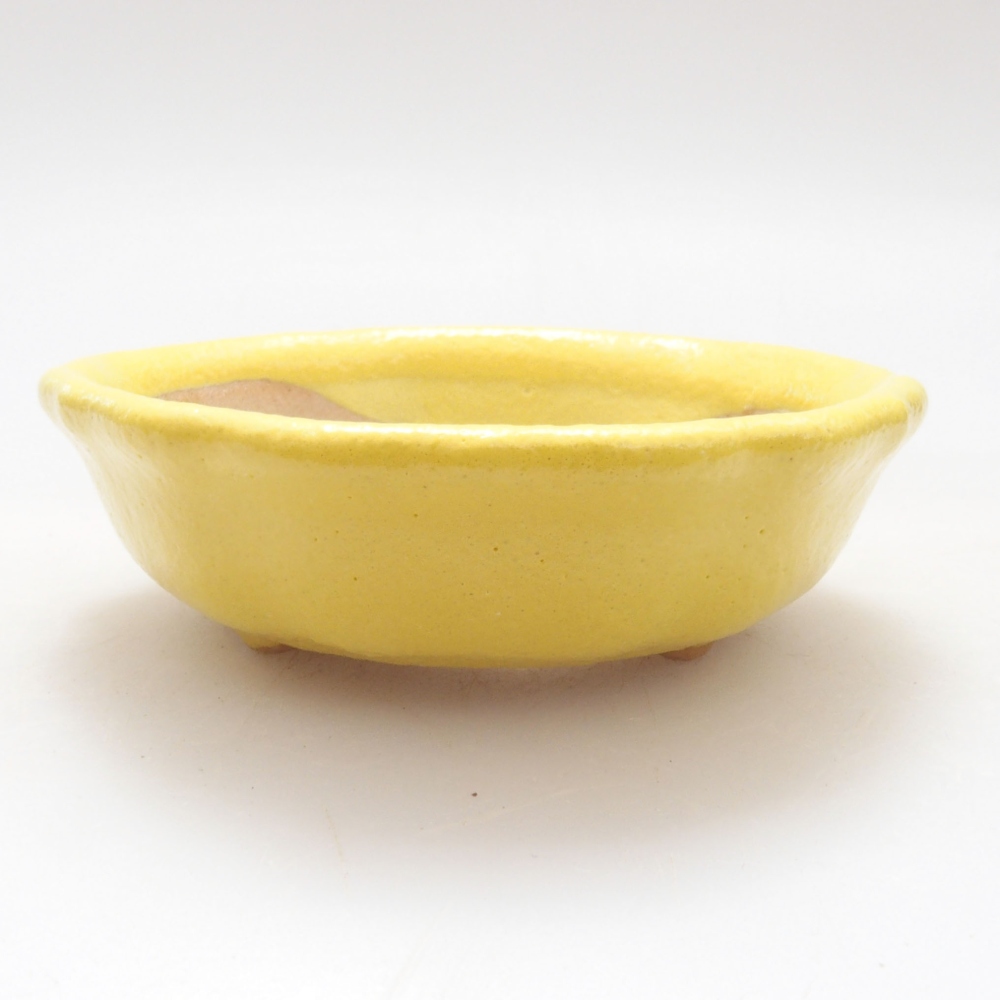 kerámia bonsai tál 7 x 7 x 2 cm, sárga