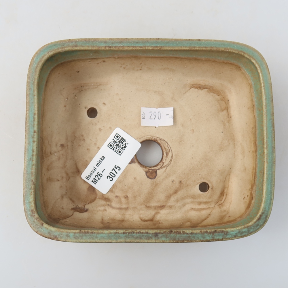 Kerámia bonsai tál 14 x 11,5 x 4,5 cm, zöld színű