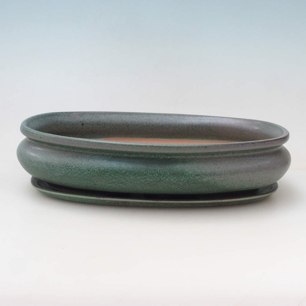 Bonsai tál + csészealj H15 - 25,5x17,5x6 cm. - zöld