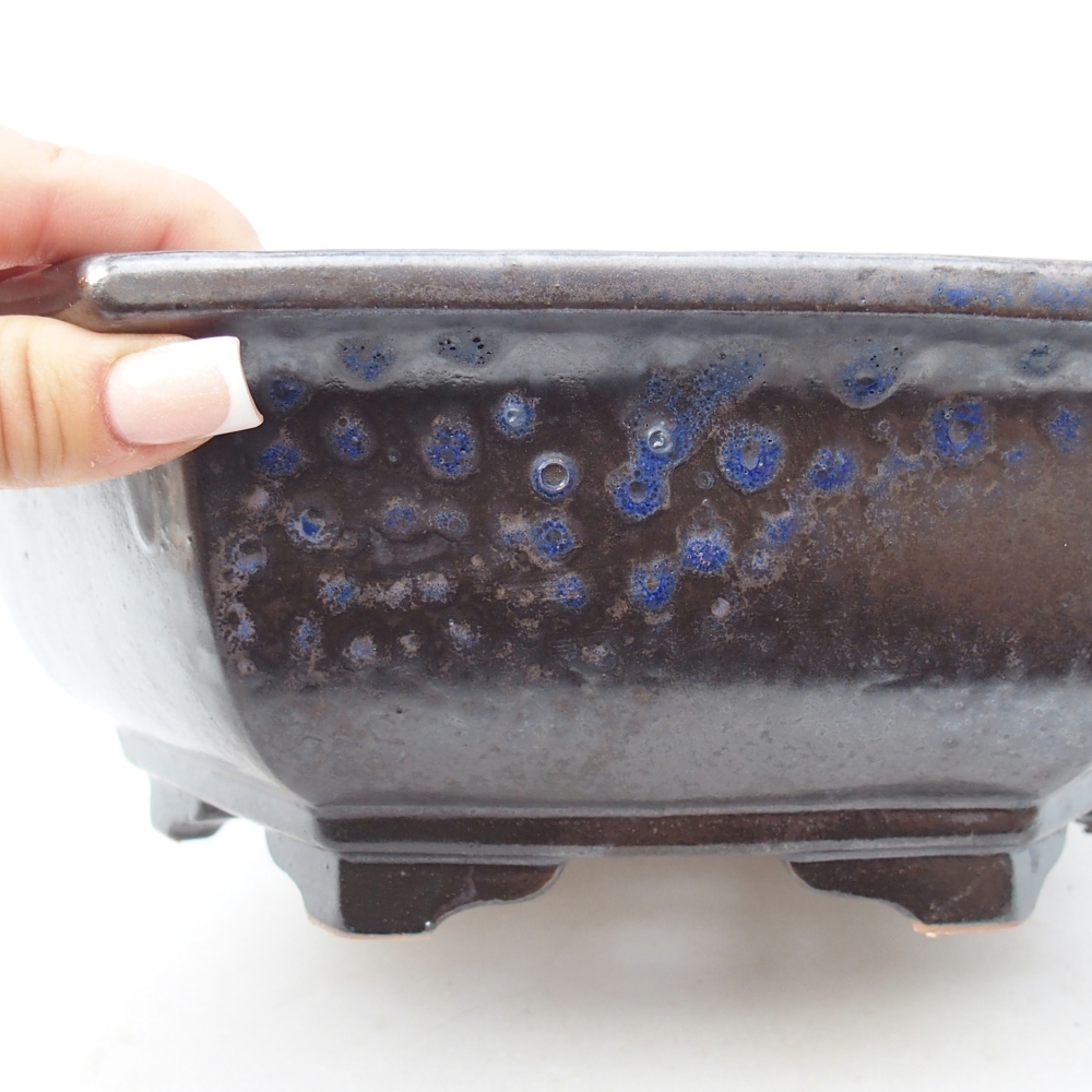 kerámia bonsai tál 28 x 24,5 x 9 cm, kék-fekete színben