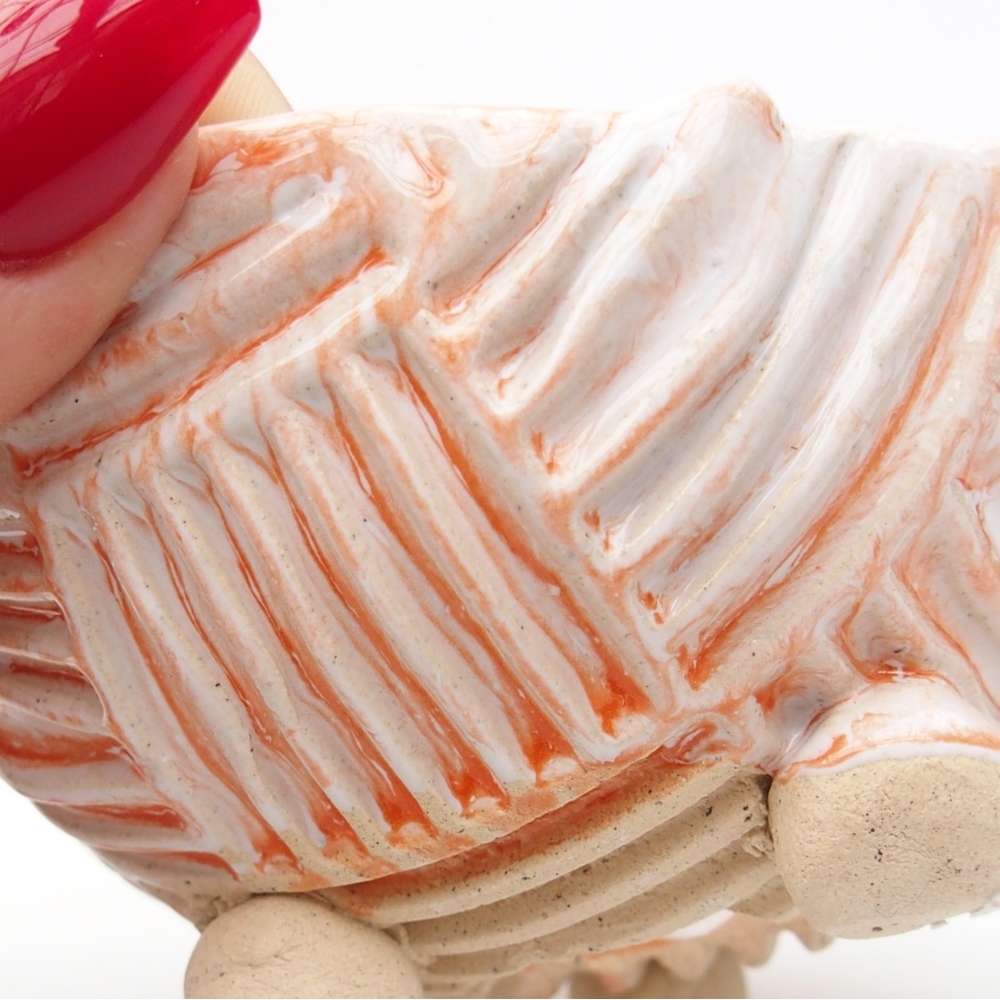 Kerámia kagyló 8 x 8 x 4,5 cm , narancssárga színű