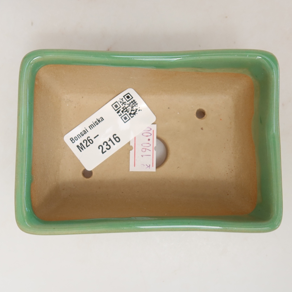Kerámia bonsai-tál 10,5 x 7 x 4,5 cm, zöld színű