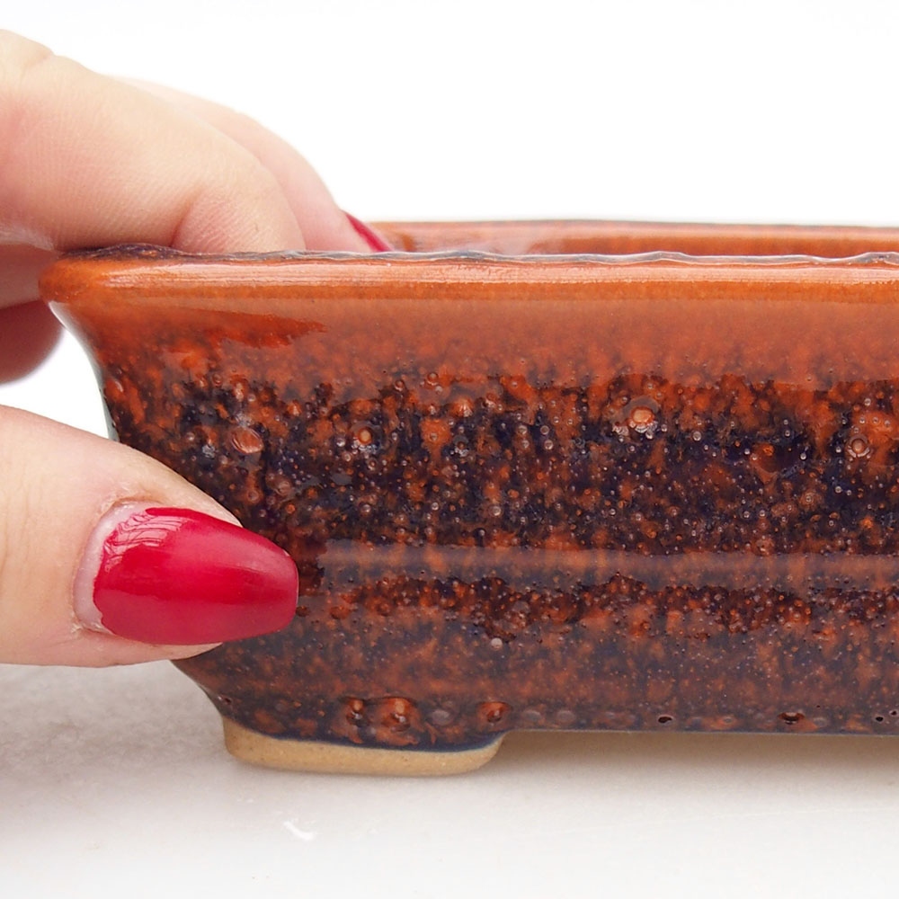 Kerámia bonsai tál 13,5 x 10 x 4,5 cm, narancssárga