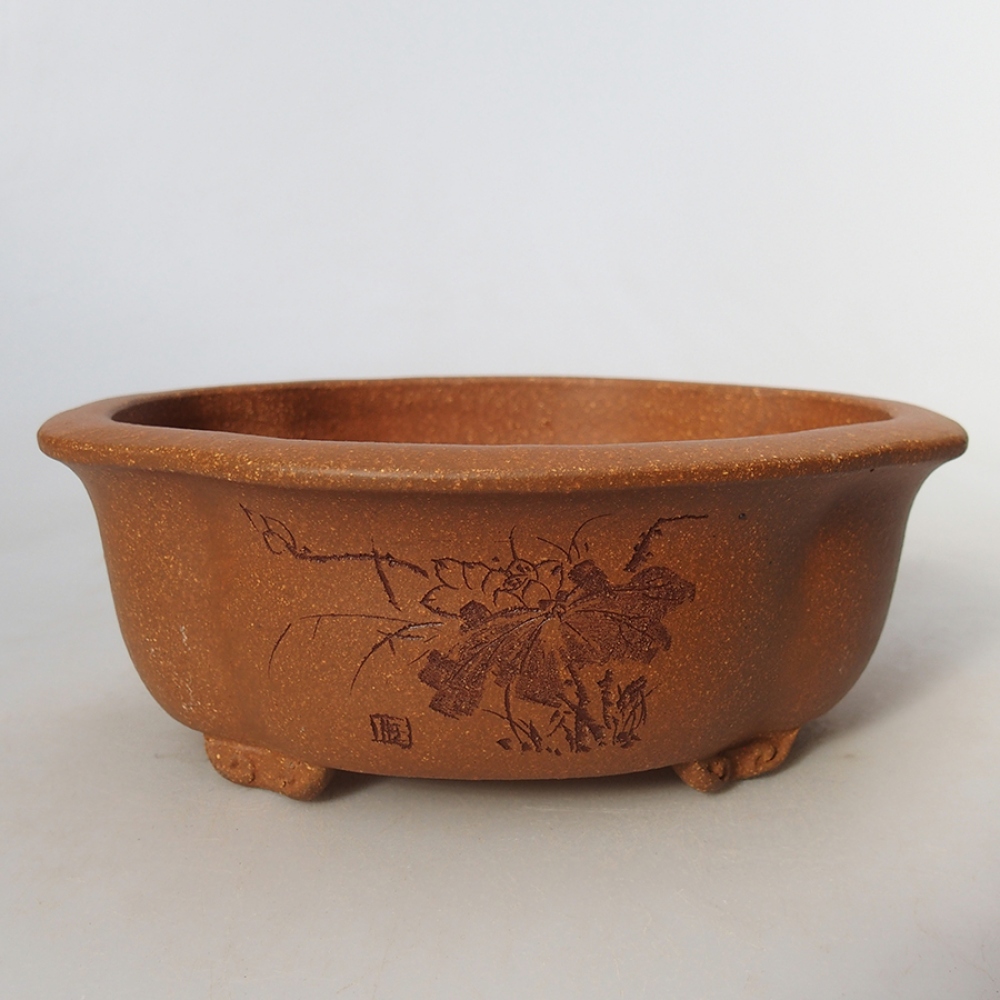 kerámia bonsai tál 15,5 x 13 x 6 cm, barna