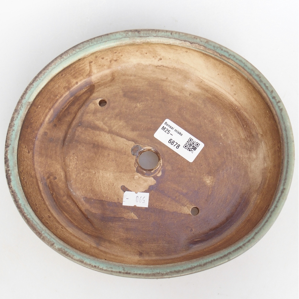 Kerámia bonsai tál 22,5 x 20 x 4,5 cm, zöld