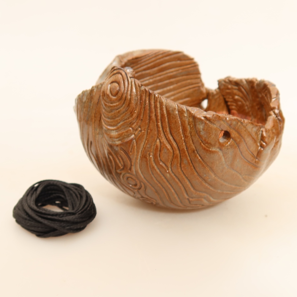 Kerámia kokedama-edény, 10 x 10 x 7,5 cm, barna színű
