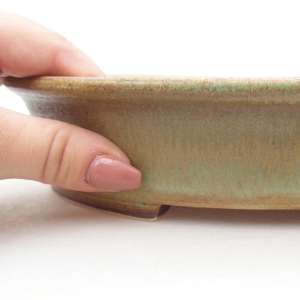 kerámia bonsai tál 24 x 21 x 5 cm, zöld