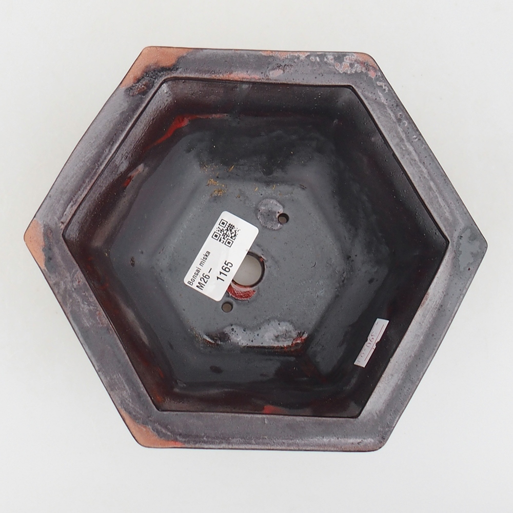 kerámia bonsai tál 18 x 16 x 9 cm, fekete-piros színben