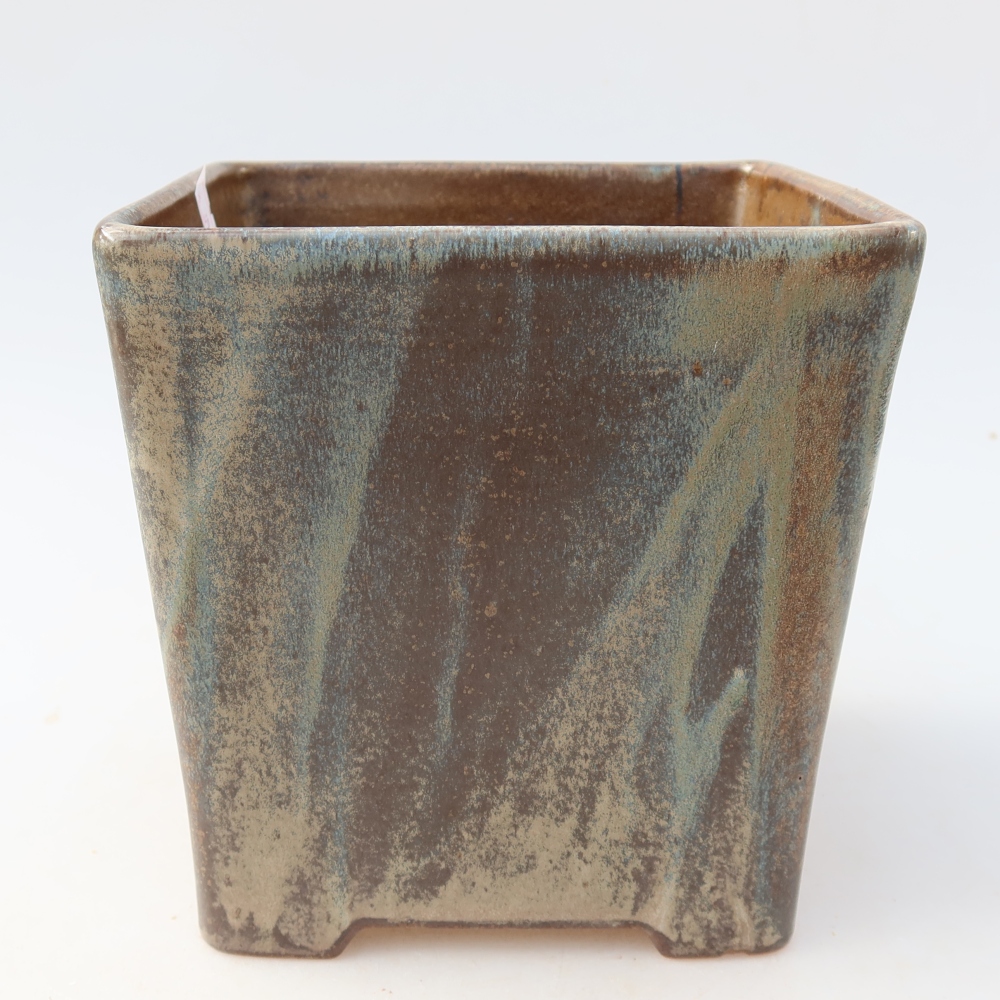 Kerámia bonsai tál, 13 x 13 x 14 cm, barna színű