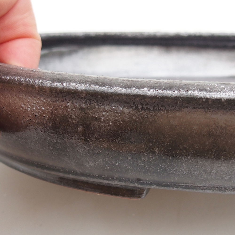 kerámia bonsai tál 24 x 19,5 x 4 cm, fekete-zöld színben