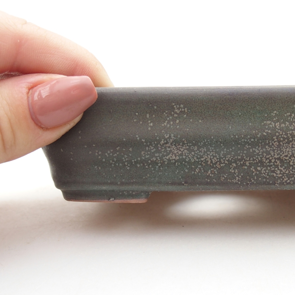 kerámia bonsai tál 11 x 8 x 3 cm, szürke