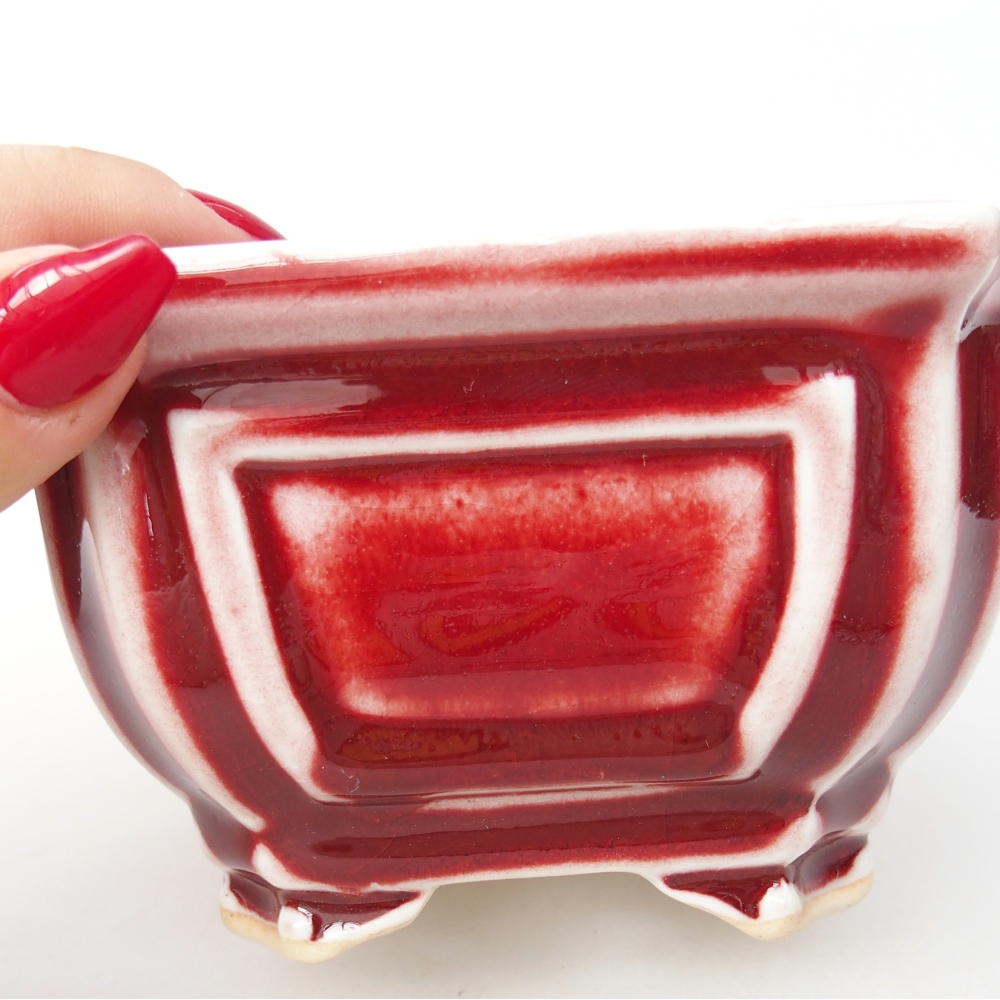 kerámia bonsai tál 11 x 11 x 7 cm, piros színben