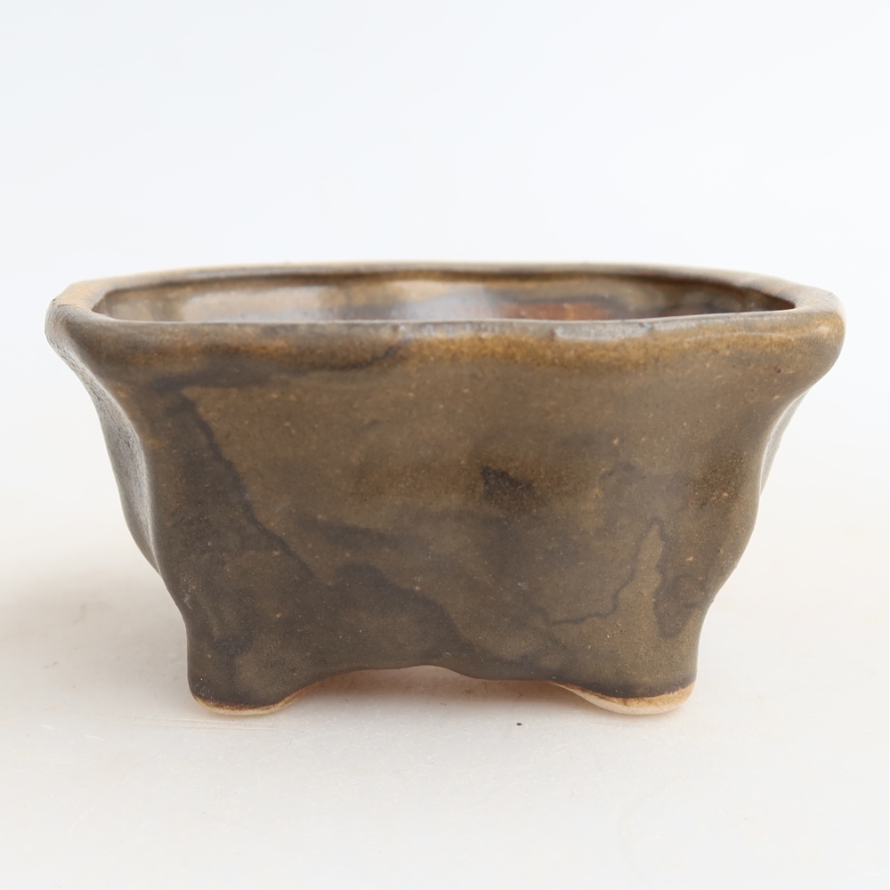 kerámia bonsai tál 7 x 7 x 3,5 cm, barna