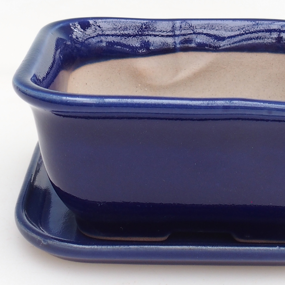 Bonsai tál + csészealj H11 - 11,5 x 10 x 4 cm. - zöld