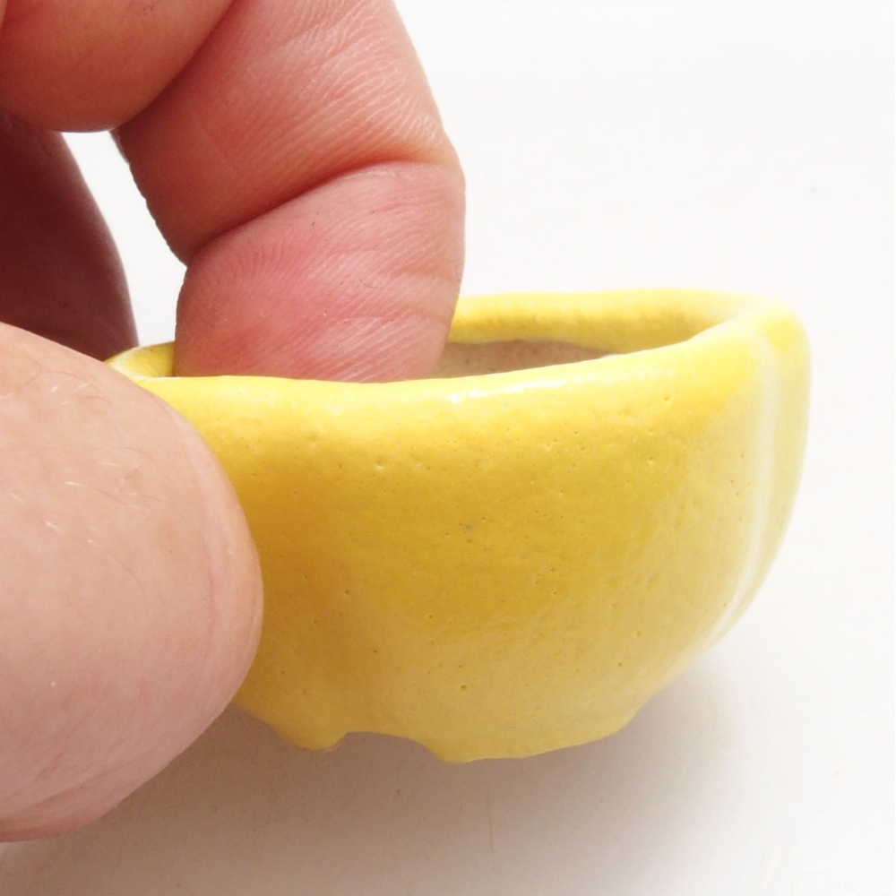 kerámia bonsai tál 4 x 4 x 2 cm, sárga