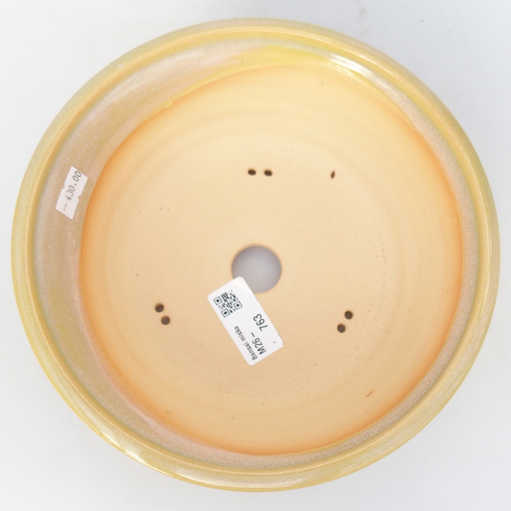 Bonsai kerámia tál 20,5 x 20,5 x 7 cm, sárga-zöld