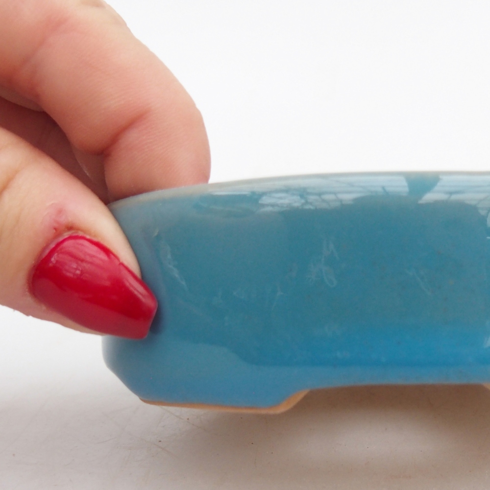 kerámia bonsai tál 9,5 x 8 x 3 cm, kék színben