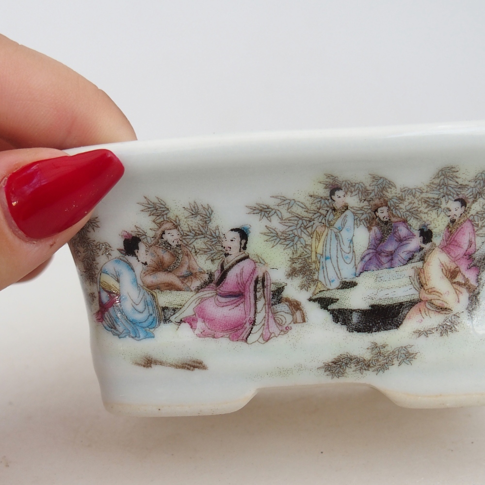 Mini bonsai tál 10 x 7,5 x 4 cm, fehér színben