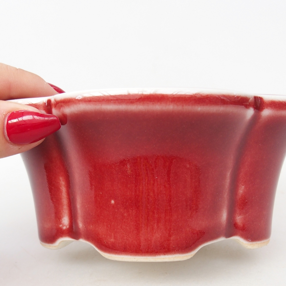 kerámia bonsai tál 12,5 x 10 x 5,5 cm, piros színben