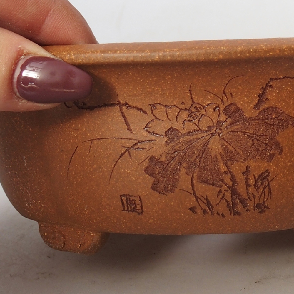 kerámia bonsai tál 15,5 x 13 x 6 cm, barna