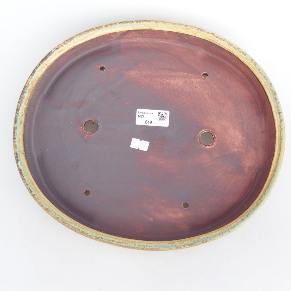 Kerámia bonsai tál 31 x 27 x 4,5 cm, zöld