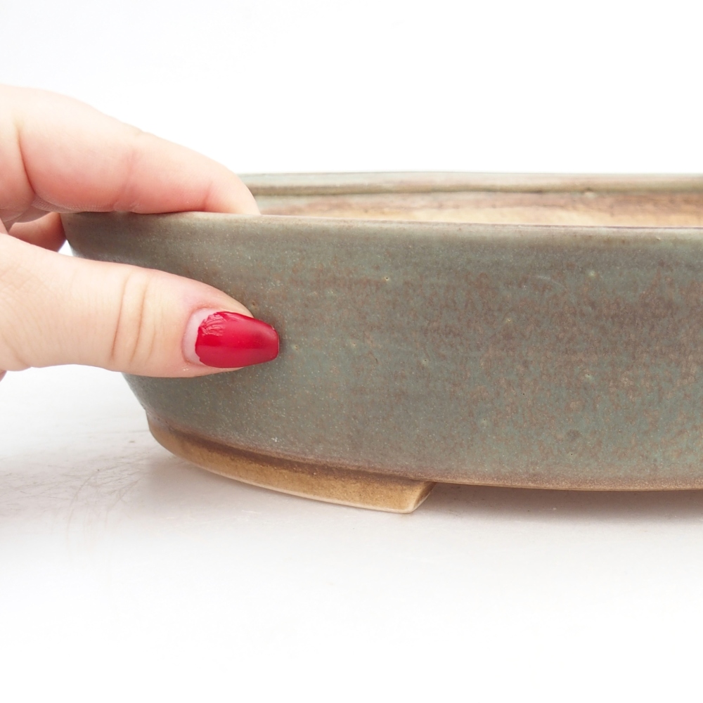 kerámia bonsai tál 28,5 x 25 x 6 cm, zöld