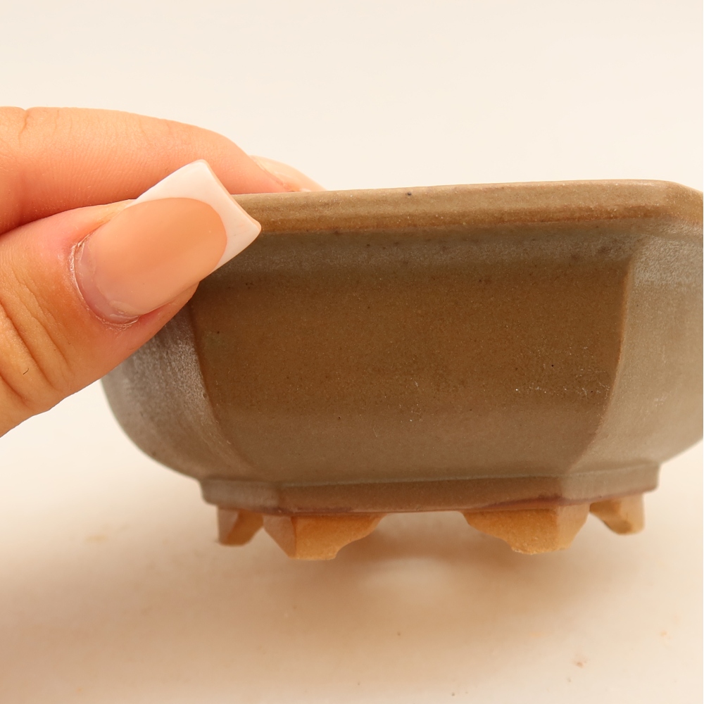 Kerámia bonsai-tál 12 x 10,5 x 4 cm, szín: szürke