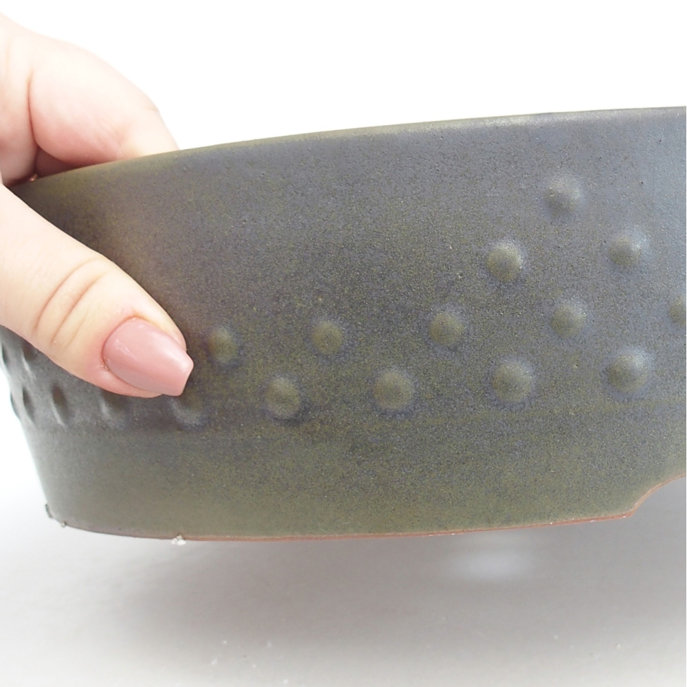 Kerámia bonsai tál 24,5 x 24,5 x 7,5 cm, zöld-szürke