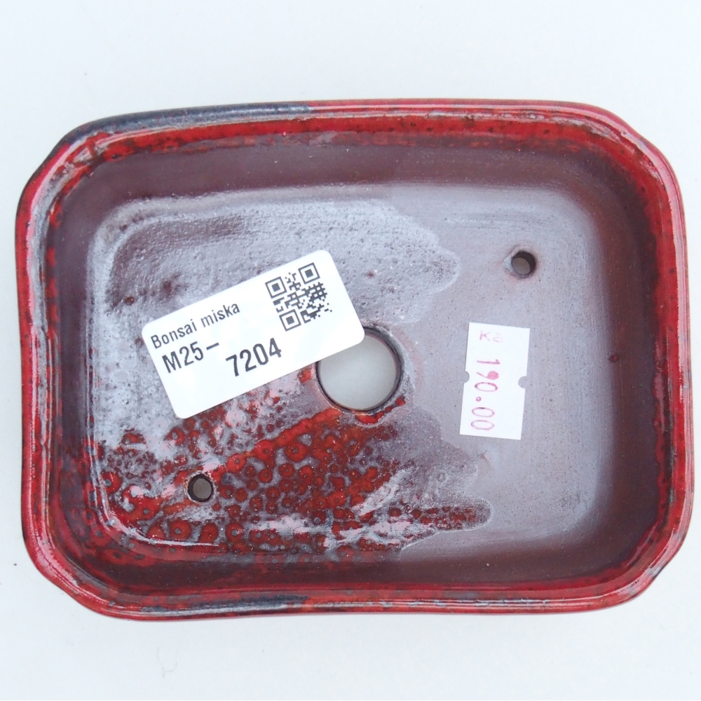 kerámia bonsai tál 12 x 9 x 3 cm, piros színben