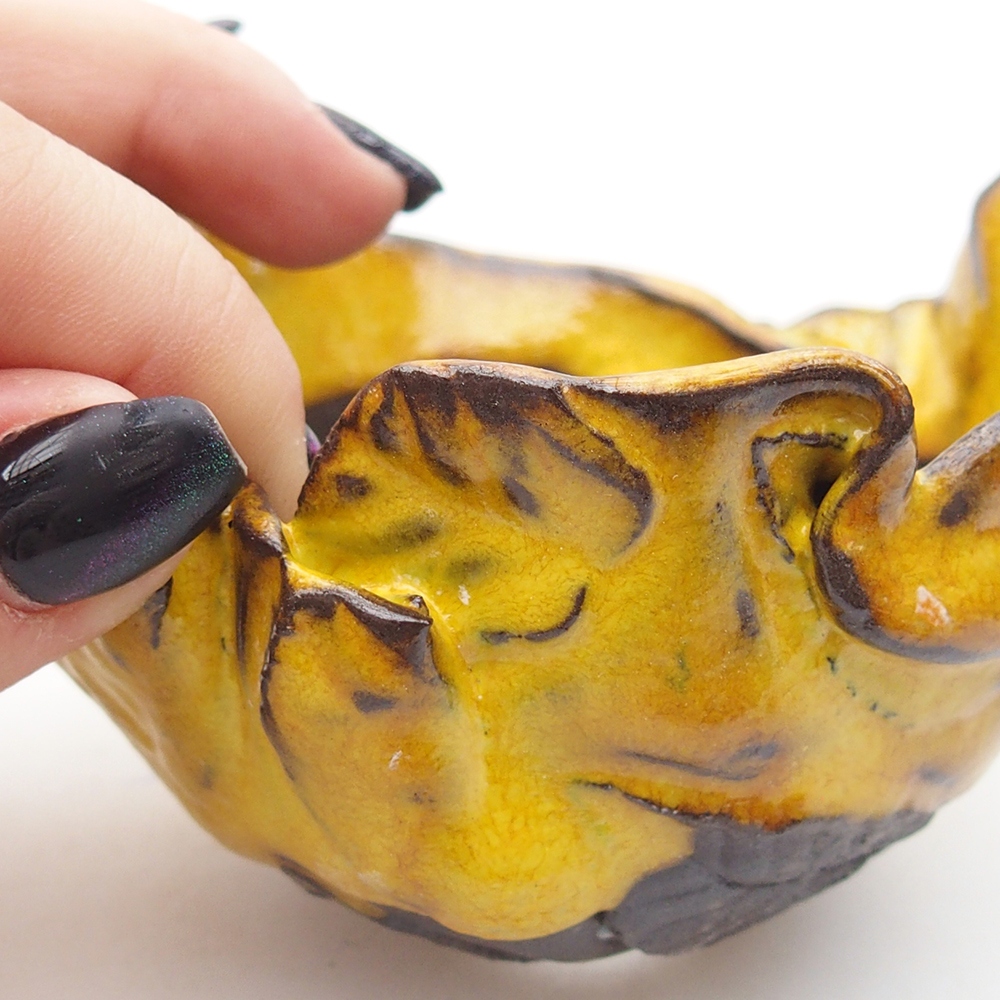 Kerámia kagyló 9 x 8,5 x 6,5 cm , sárga