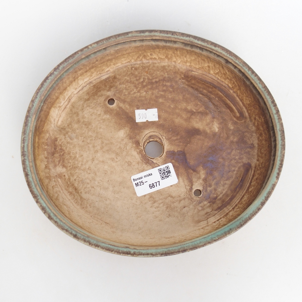 Kerámia bonsai tál 22,5 x 20 x 4,5 cm, zöld