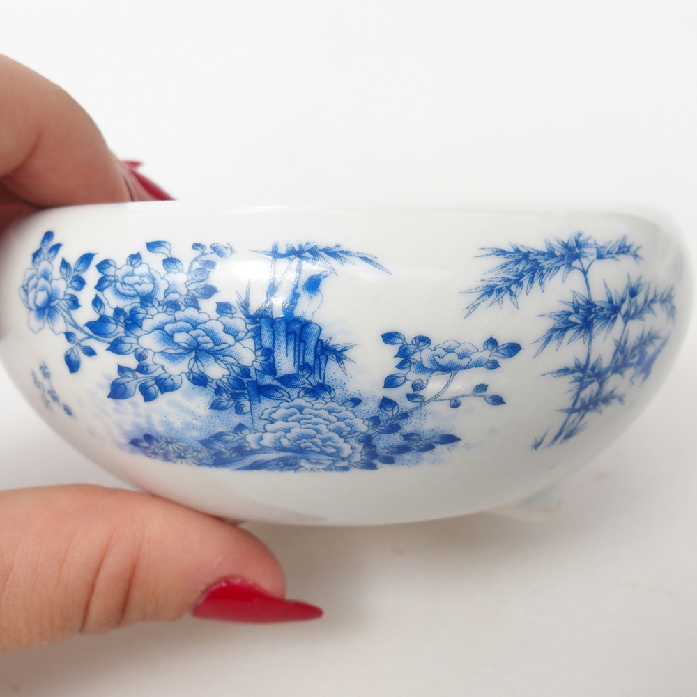 kerámia bonsai tál 10 x 10 x 5 cm, fehér színben