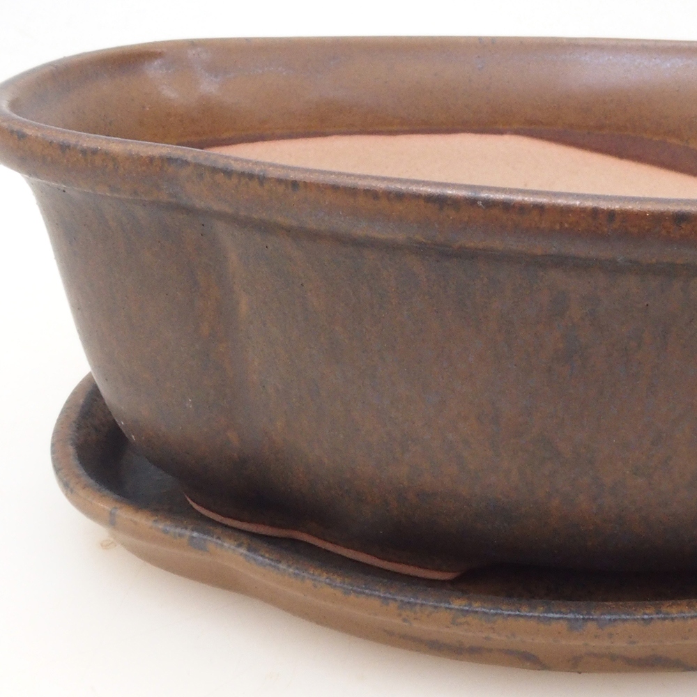 Bonsai tál + csészealj H75 - barna