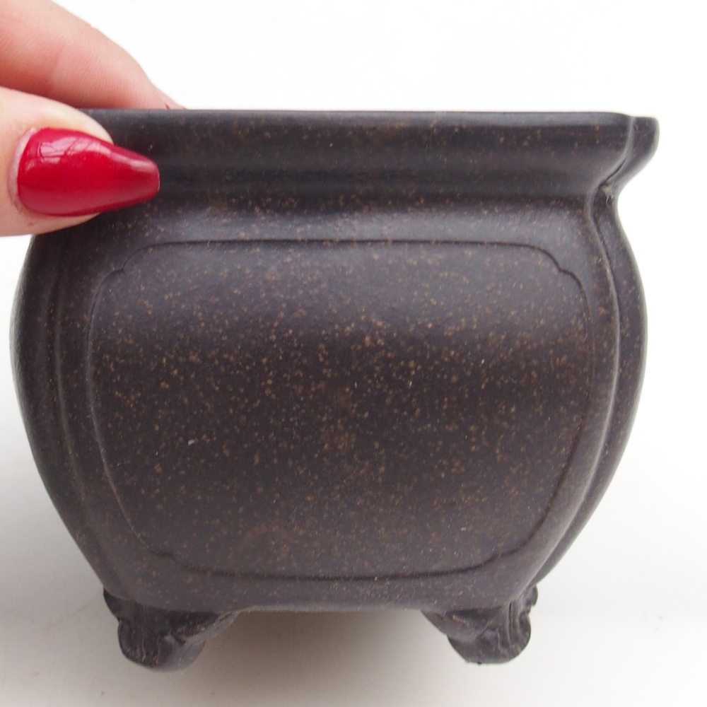 kerámia bonsai tál 10 x 10 x 8 cm, barnás okkersárga