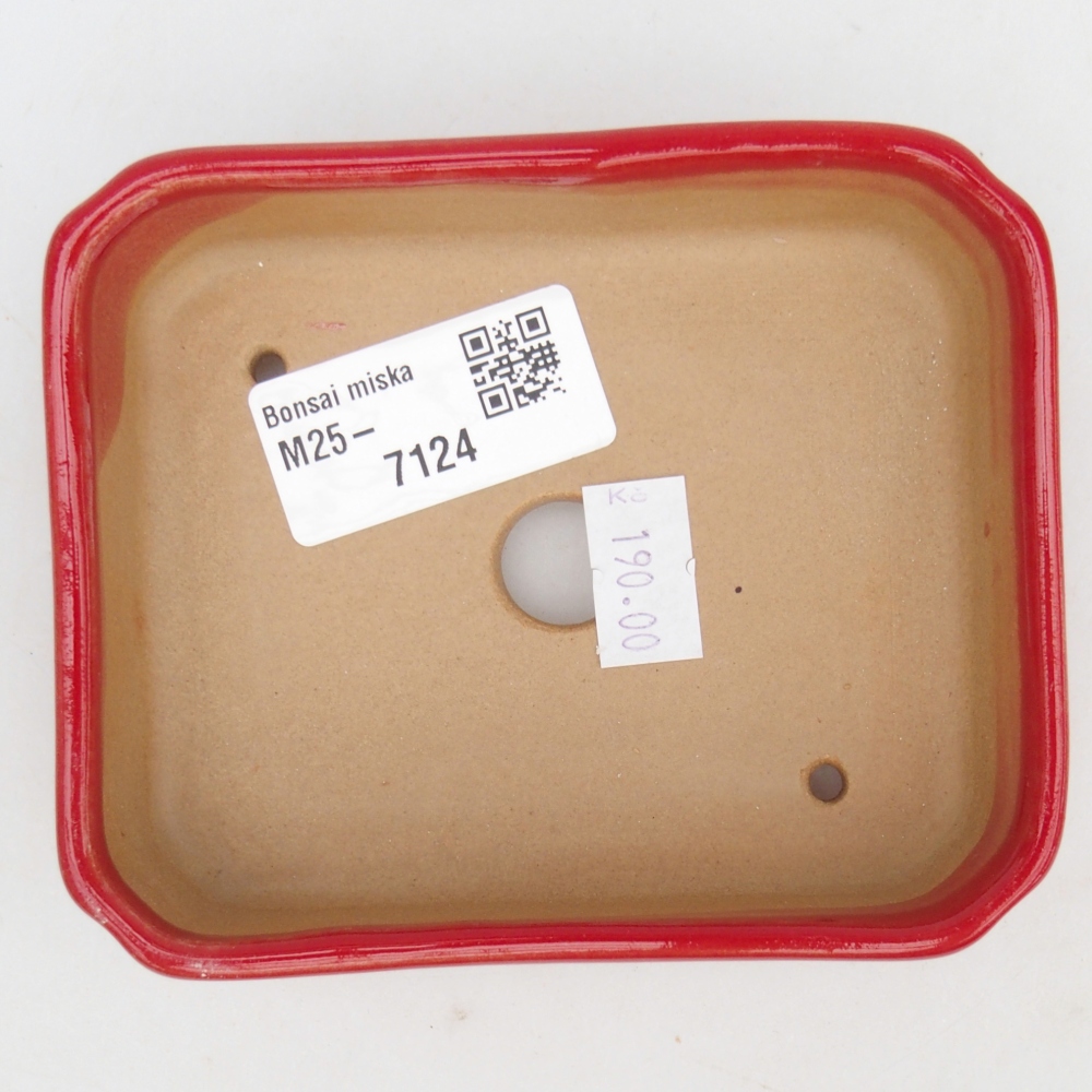 kerámia bonsai tál 11 x 9 x 3 cm, piros színben