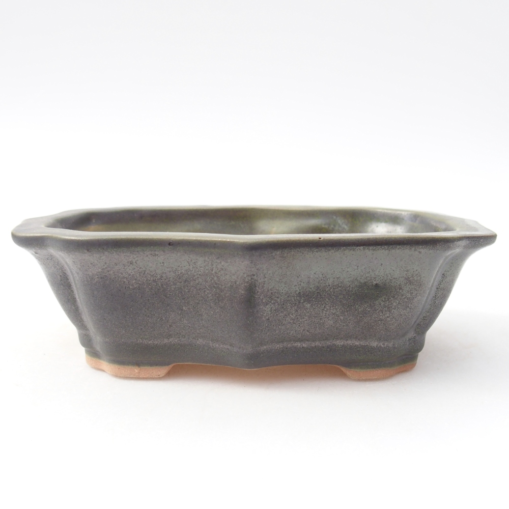 kerámia bonsai tál 15,5 x 11 x 4,5 cm, metál zöld