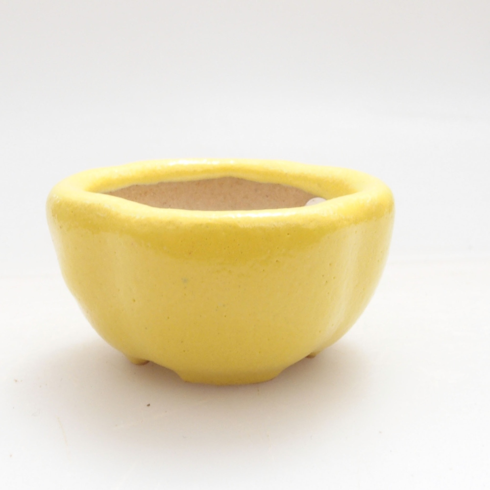 kerámia bonsai tál 4 x 4 x 2 cm, sárga