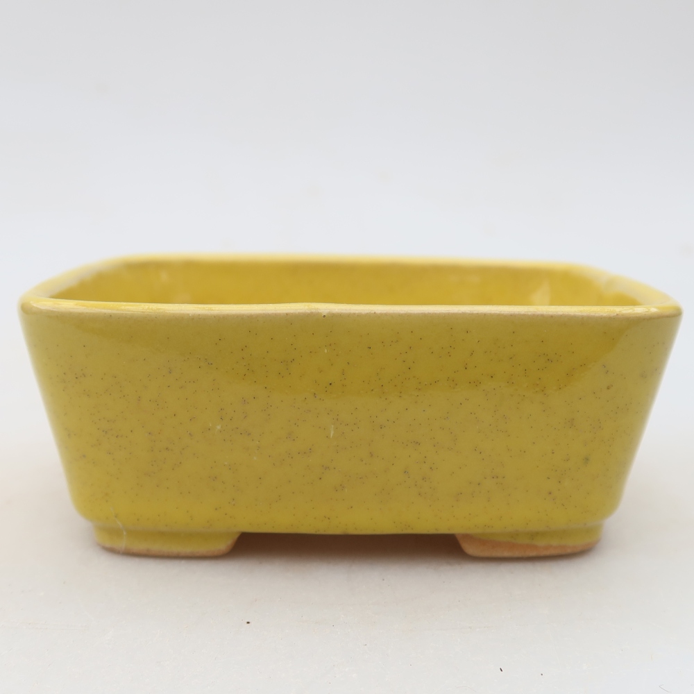 Kerámia bonsai-tál 10,5 x 8,5 x 4 cm, sárga színű