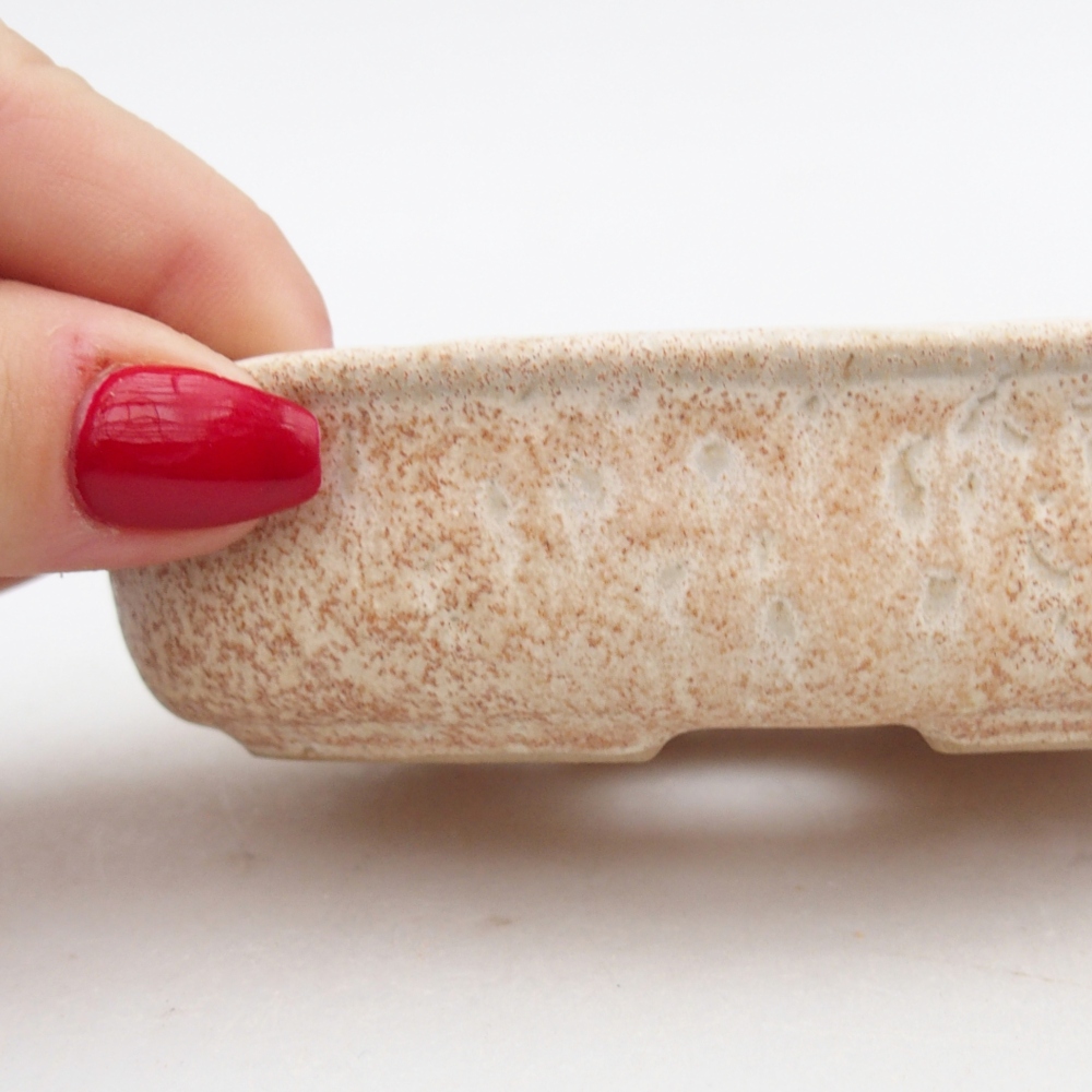 kerámia bonsai tál 12 x 8,5 x 3 cm, bézs színben