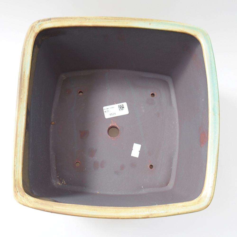 Kerámia bonsai tál 26,5 x 26,5 x 16 cm, zöld