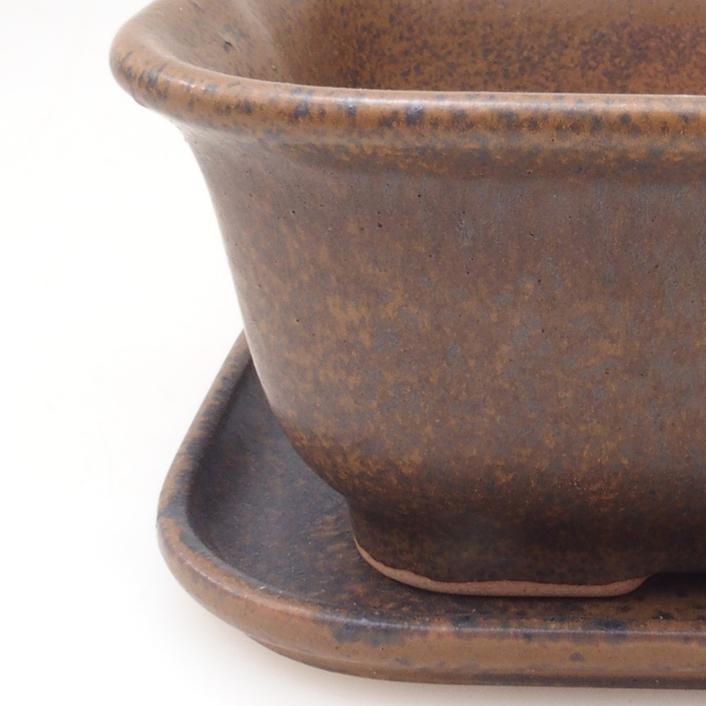 Bonsai tál + csészealj H38 - 12x10x5,5 cm. - barna