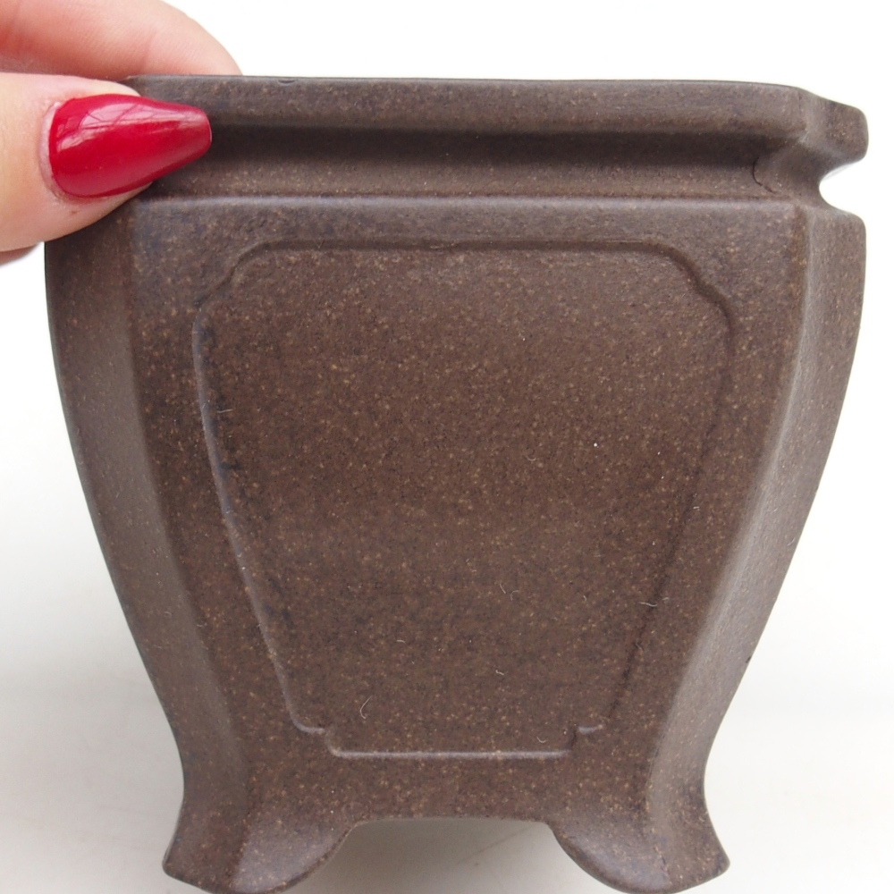 kerámia bonsai tál 10 x 10 x 9,5 cm, színe barnás okkersárga