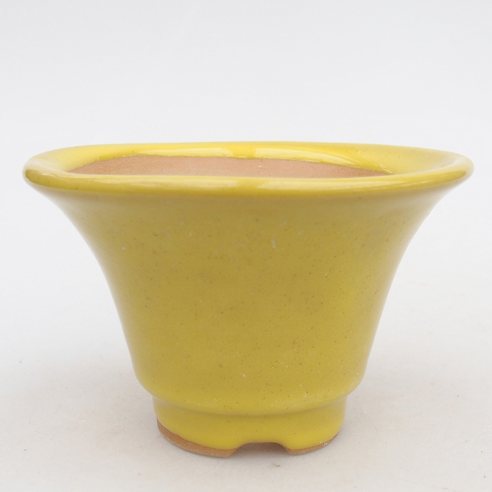 kerámia bonsai tál 10,5 x 10,5 x 7 cm, sárga