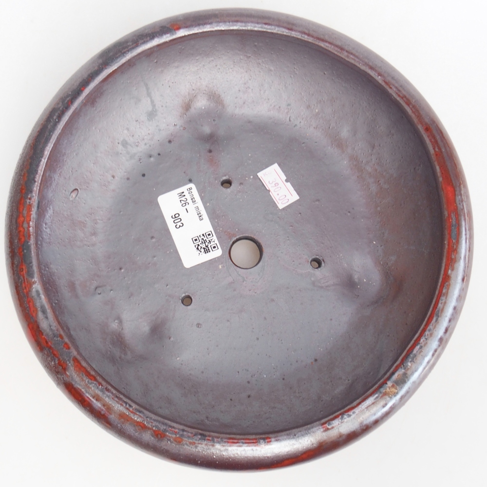 kerámia bonsai tál 21 x 21 x 6,5 cm, fekete-piros színben