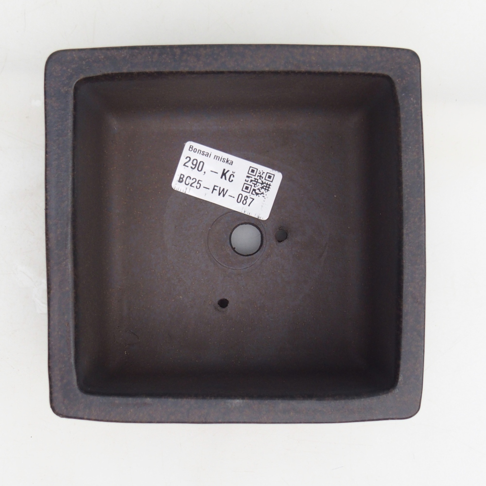bonsai kerámia tál 12,5 x 12,5 x 6,5 cm, színe barnás okkersárga
