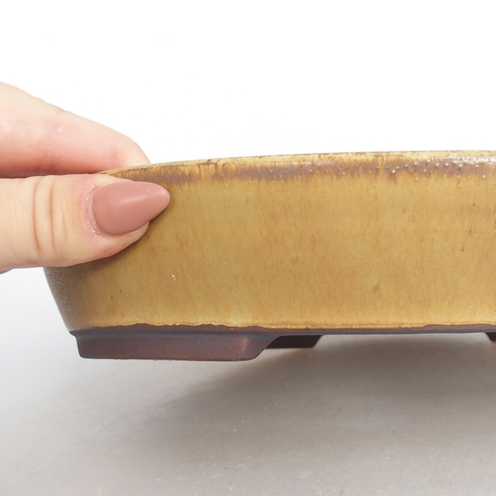 Kerámia bonsai tál 22,5 x 20 x 4,5 cm, zöld