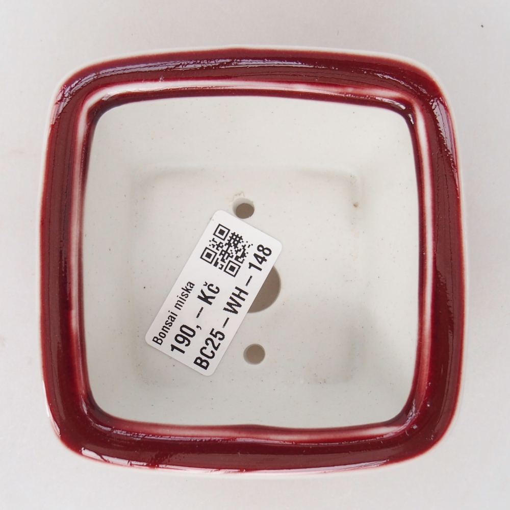 kerámia bonsai tál 9,5 x 9,5 x 5 cm, piros színű