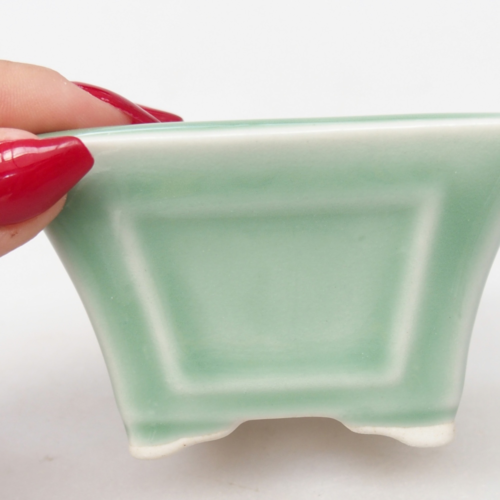 kerámia bonsai tál 8,5 x 8,5 x 5 cm, zöld