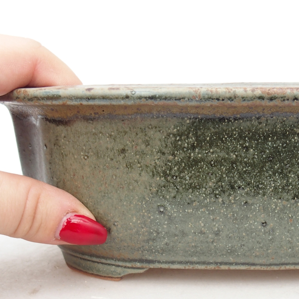 kerámia bonsai tál 22 x 18 x 7,5 cm, zöld