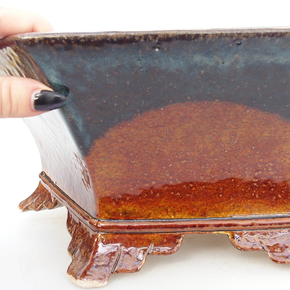 kerámia bonsai tál 36 x 31,5 x 14 cm, barna